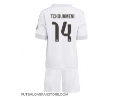 Real Madrid Aurelien Tchouameni #14 Domáci Detský futbalový dres 2025-26 Krátky Rukáv (+ trenírky)